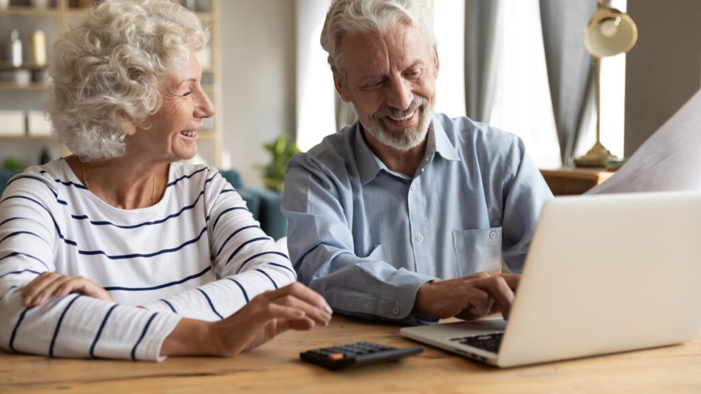 Elder couple using computer